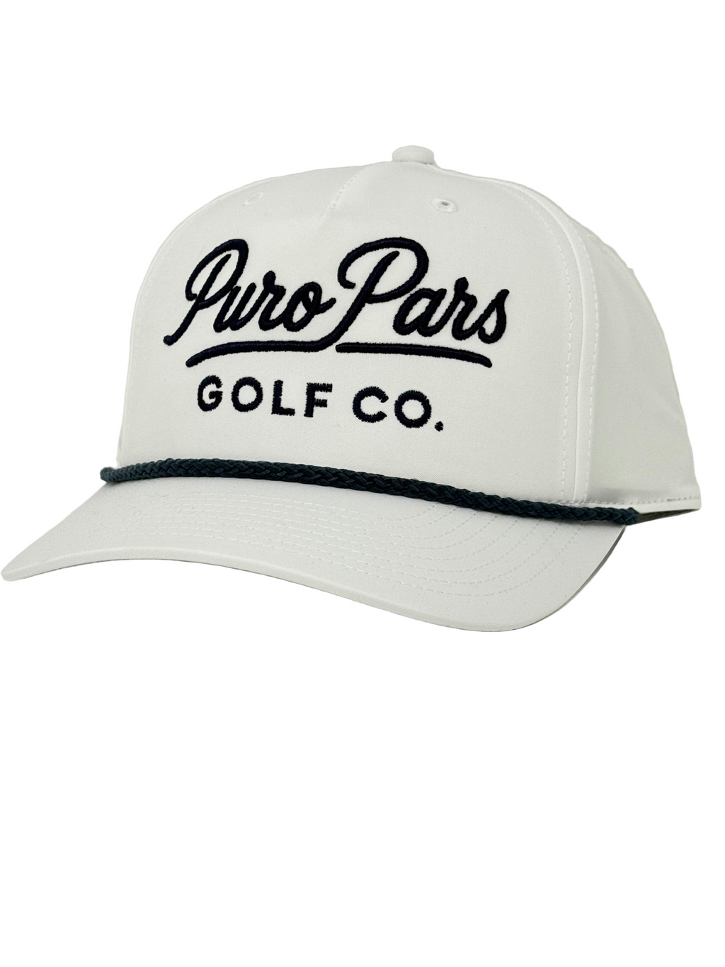 White Golf Cap - Navy Script