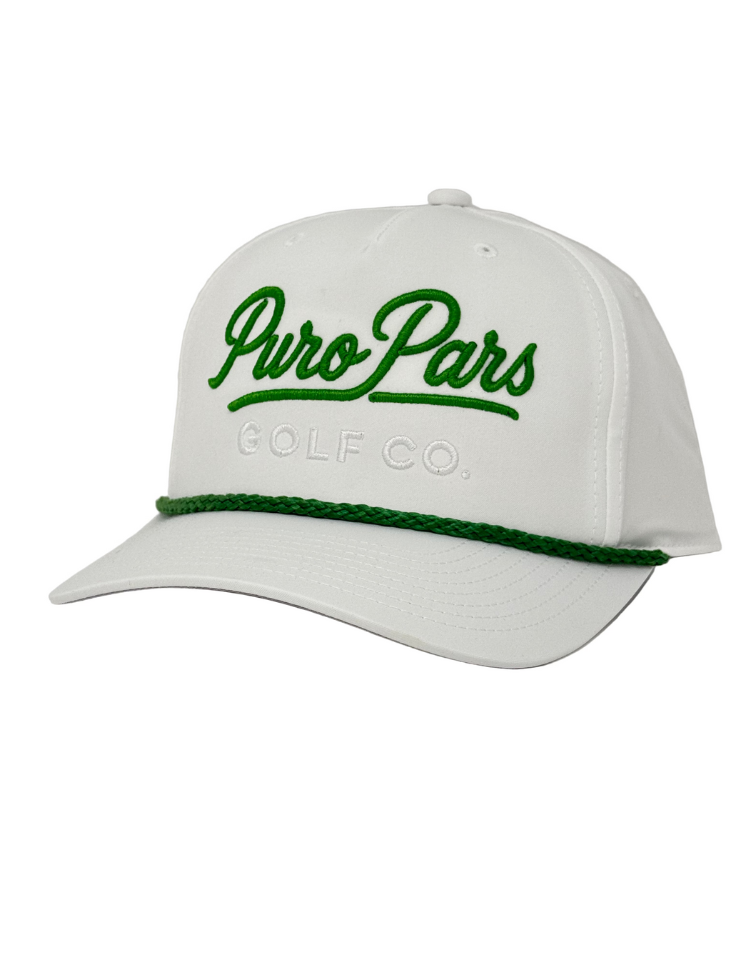 White Golf Cap - Green Script