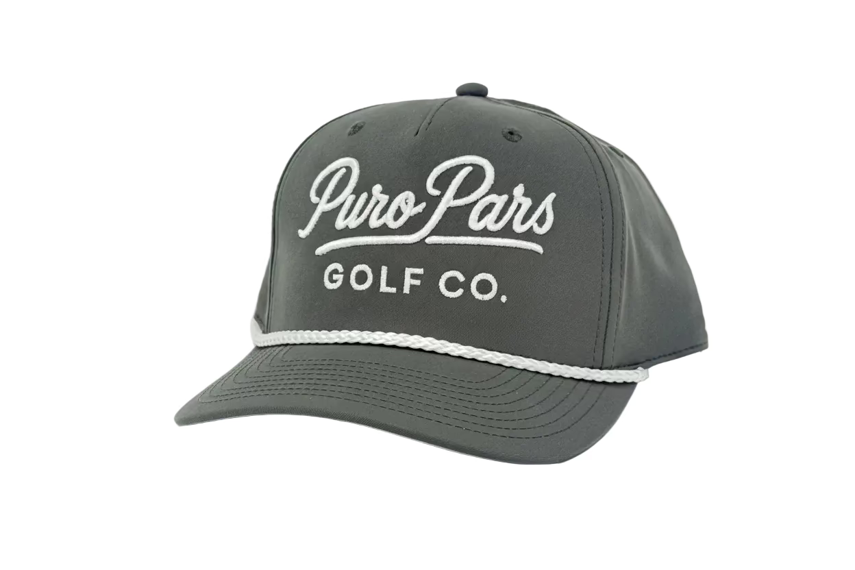 Grey Golf Hat - White Script