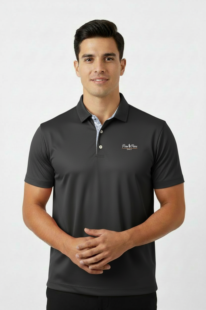 Black Polo on Model - Correct Logo
