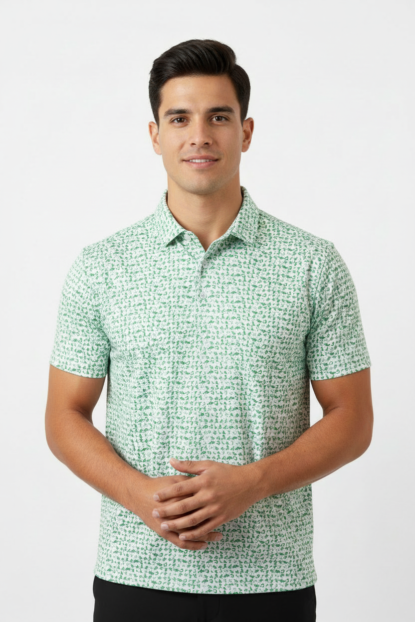 Kelly Green Print Polo - Same Model