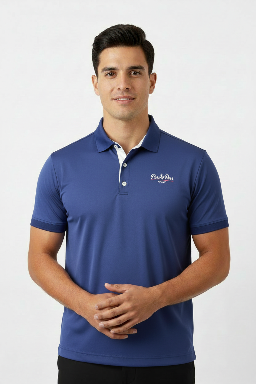 Navy Puro Pars Polo on Model