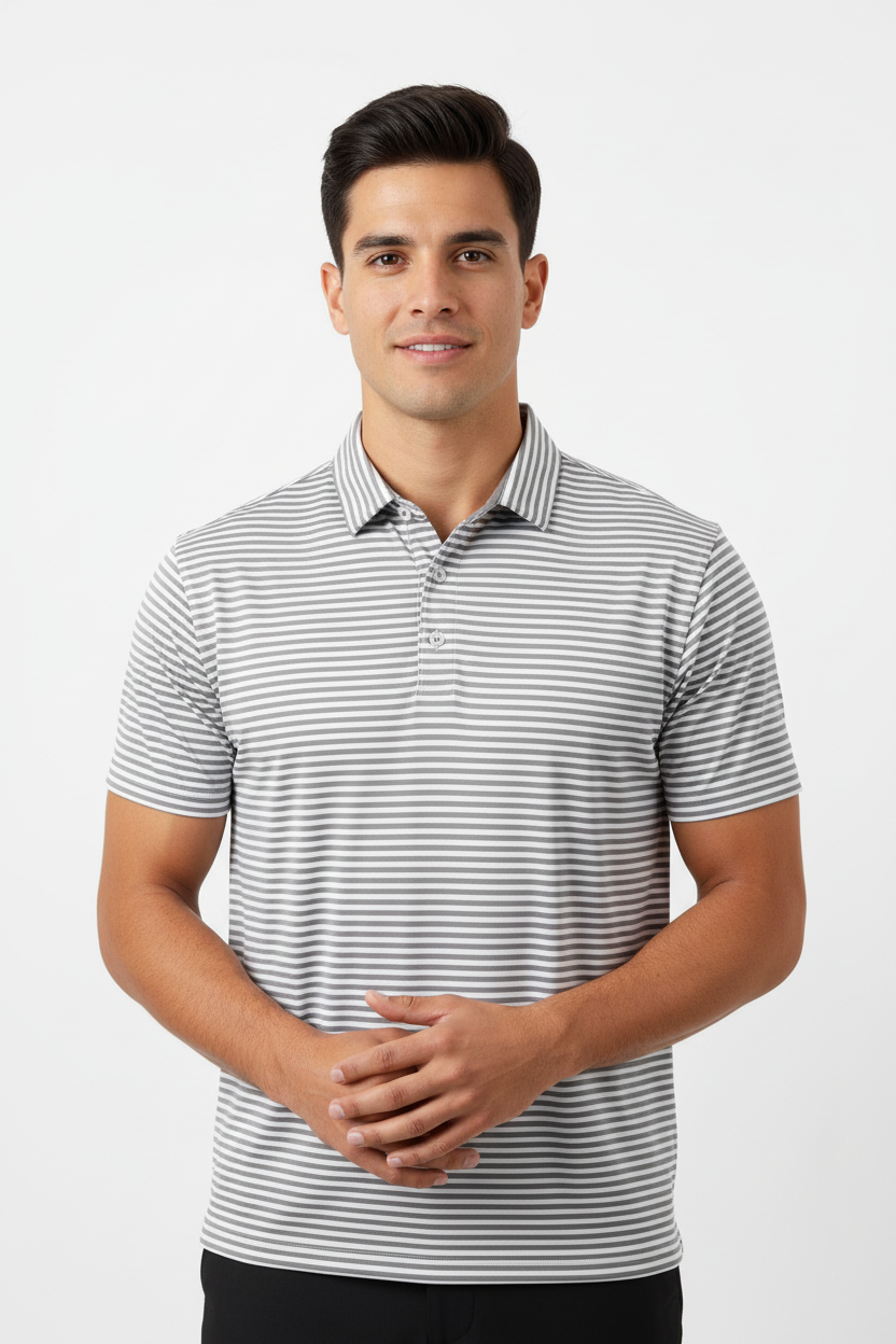 Striped Polo on Male Model