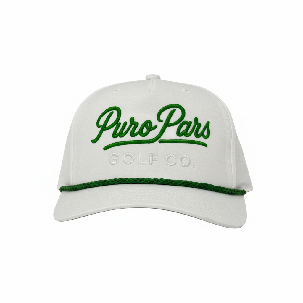 White Golf Cap Green - Front Facing
